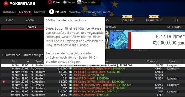 Pokerstars introduceert 24 uurs Panic Button