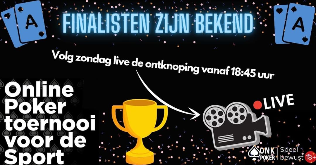Alle finalisten Online Pokertoernooi voor de Sport bekend!