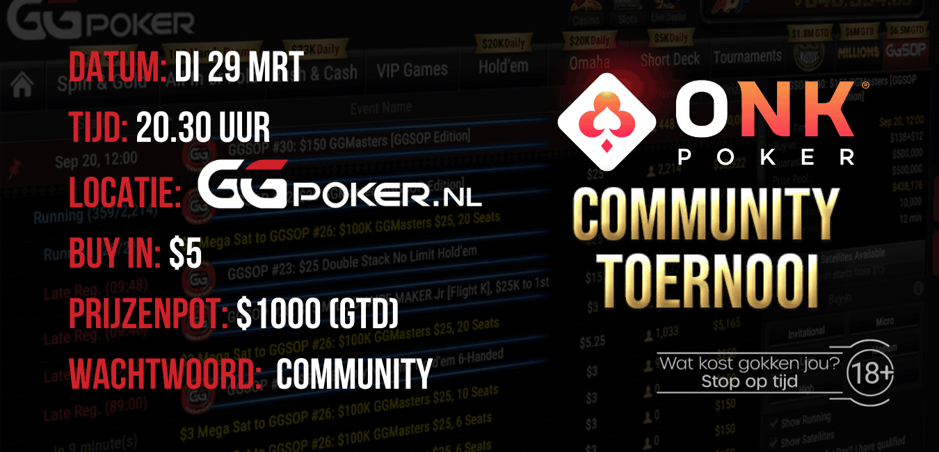 ONK Poker Community Toernooi op GGPoker!
