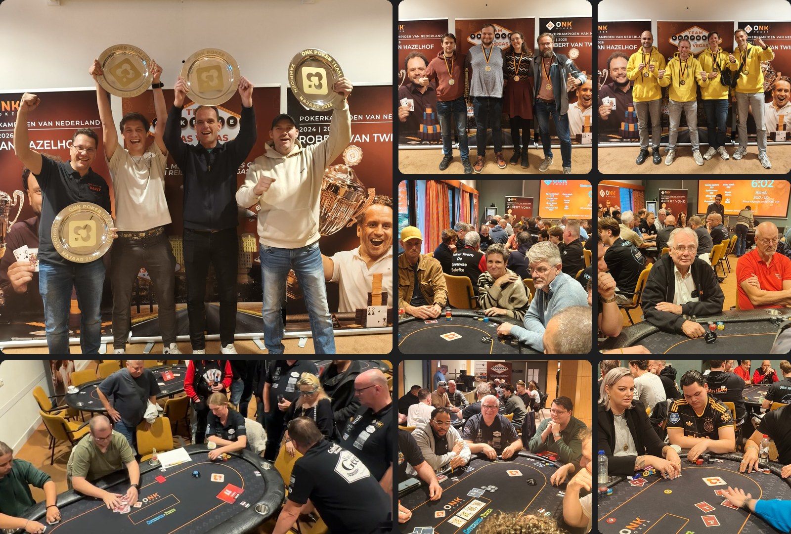 Fotocollage van het ONK Poker Team Event Najaar 2026 in Nunspeet