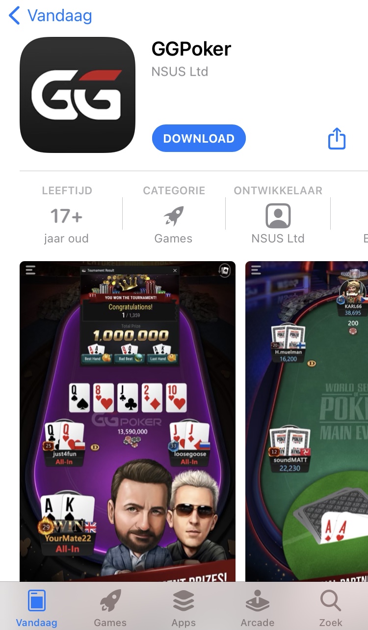 GG Poker downloaden app store
