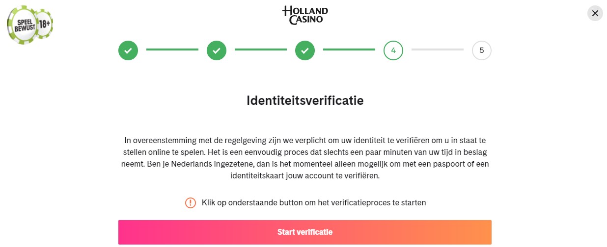 Holland Casino Online registratieproces 5