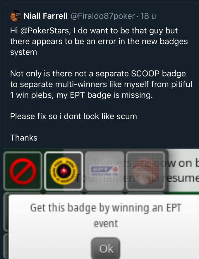 Tweet niall farrell badges