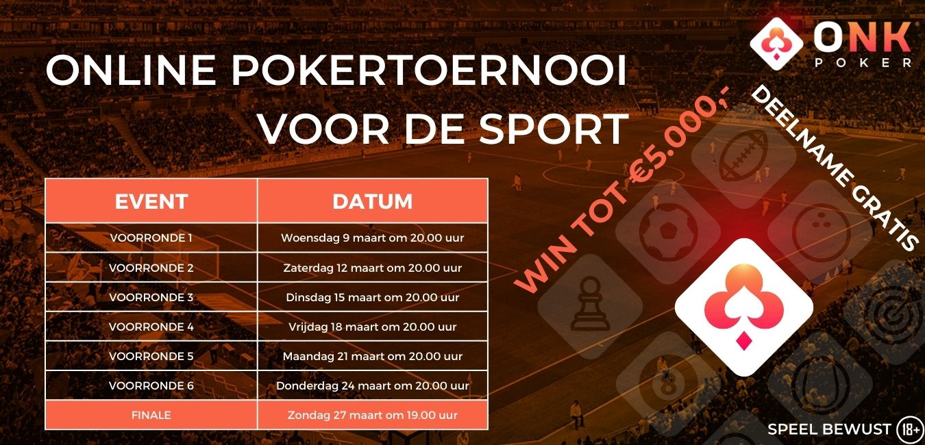 Voorrondes Online Pokertoernooi voor de Sport 2022