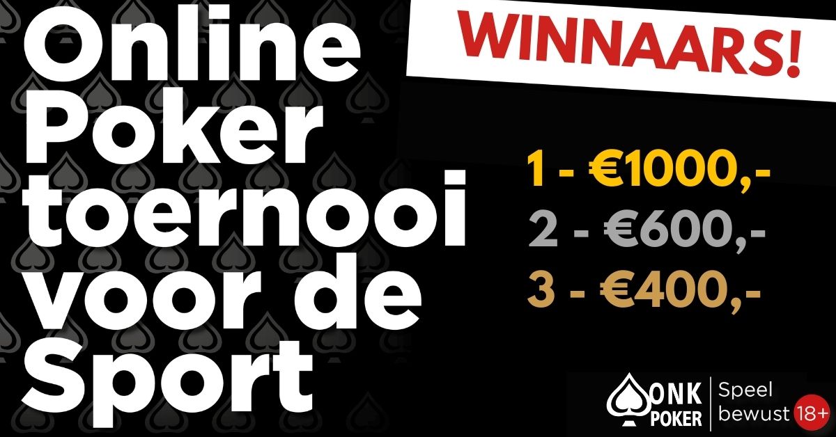 Winnaars Online Pokertoernooi voor de Sport!